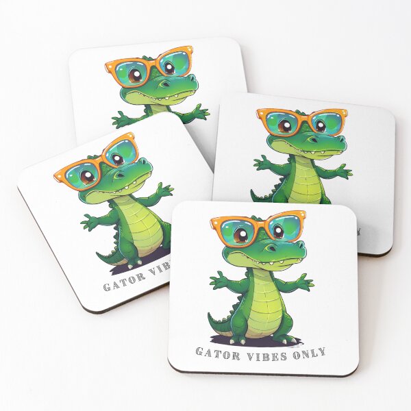 Artikelvorschau, Cooler Cartoon-Alligator mit orangefarbener Sonnenbrille – Lustige Sommer-Tierillustration entworfen und verkauft von PattysNco.