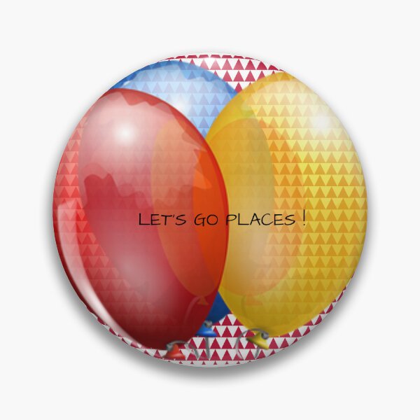 Item preview, Red,blue and yellow balloons with lets go places words on a red pinetree shapes designed and sold by wallartofmio.