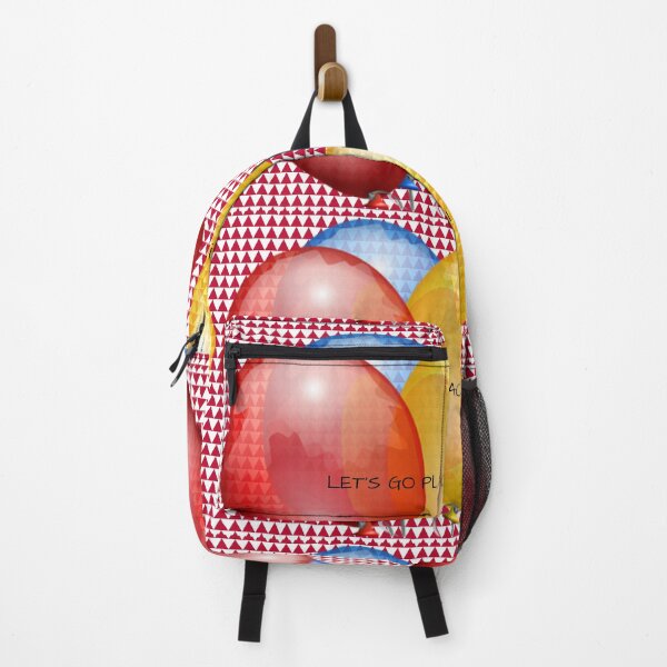 Item preview, Red,blue and yellow balloons with lets go places words on a red pinetree shapes designed and sold by wallartofmio.