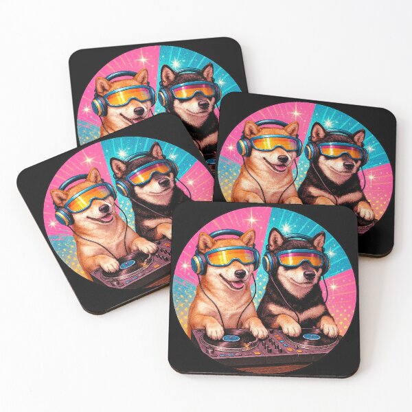 Item preview, Shiba Inu DJ Duo in Retro Party Style_No Logo Type designed and sold by SUNAGIMO9999.