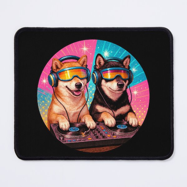 Item preview, Shiba Inu DJ Duo in Retro Party Style_No Logo Type designed and sold by SUNAGIMO9999.