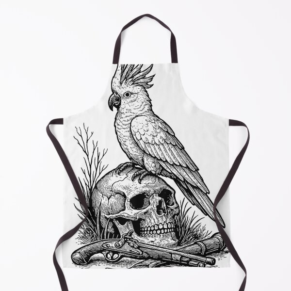 Item preview, The Silent Watcher – Sulfur-Crested Cockatoo & Pirate Skull designed and sold by Le coffre à dessins.