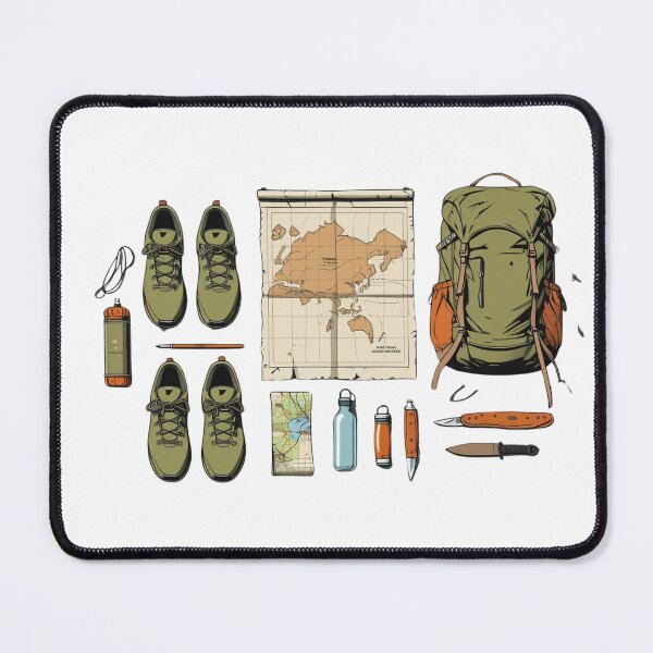Artikelvorschau, Vintage Wanderausrüstung – Flat Lay Outdoor Illustration T-Shirt entworfen und verkauft von PP Shop.