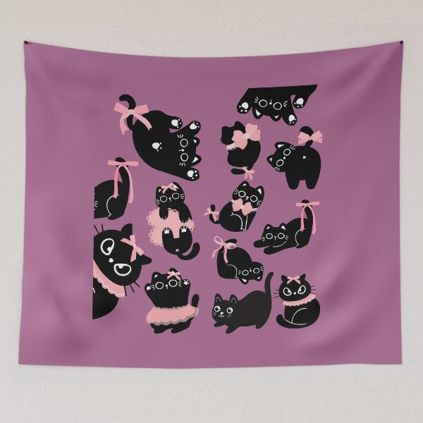 Item preview, Crazy pet black cat in pink bow designed and sold by BritishDelights.