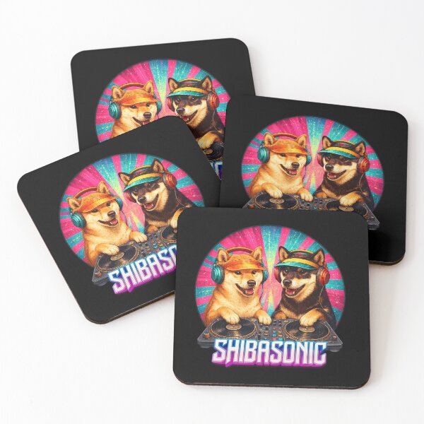 Item preview, Retro Shiba Inu DJ Duo Party Vibes designed and sold by SUNAGIMO9999.