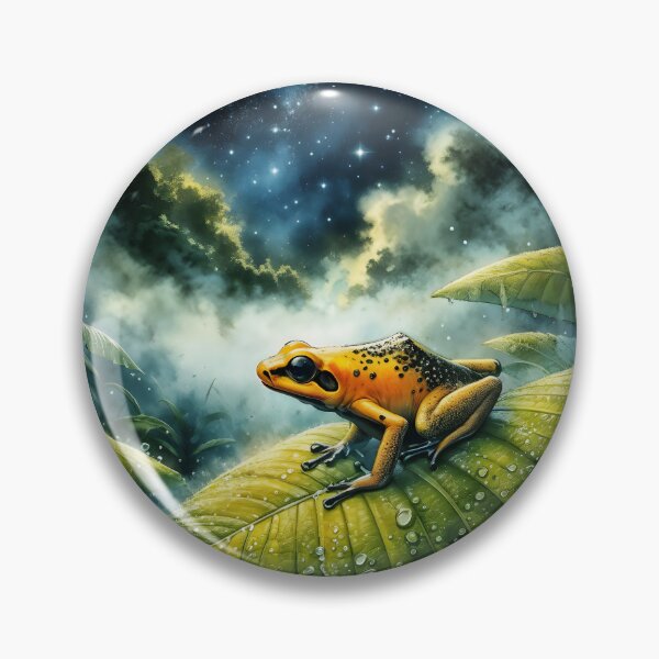 Item preview, Golden Frog in Night Jungle designed and sold by RubisLeaf.