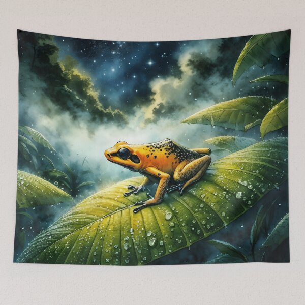 Item preview, Golden Frog in Night Jungle designed and sold by RubisLeaf.