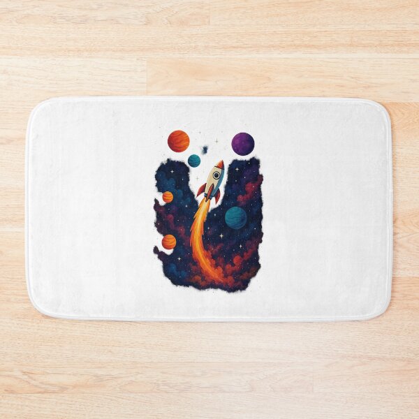 Item preview, Colorful Rocket Launch in Outer Space designed and sold by Gorakh-Collection.