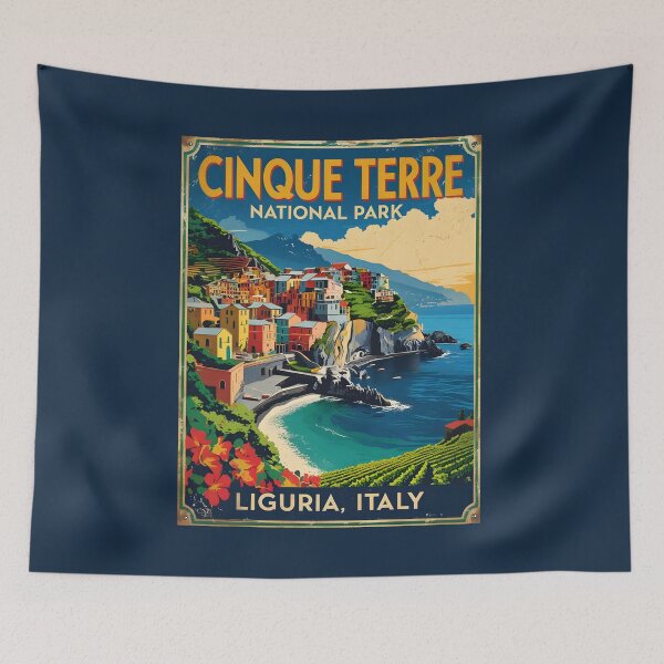 Item preview, A Vintage Travel Art of Cinque Terre National Park - Italy  designed and sold by GoodOldVintage.