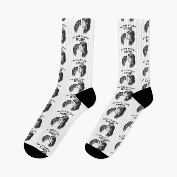 Item preview, We Talk Without Words – Charcoal Cat and Human Art designed and sold by ALITOPRINCE.