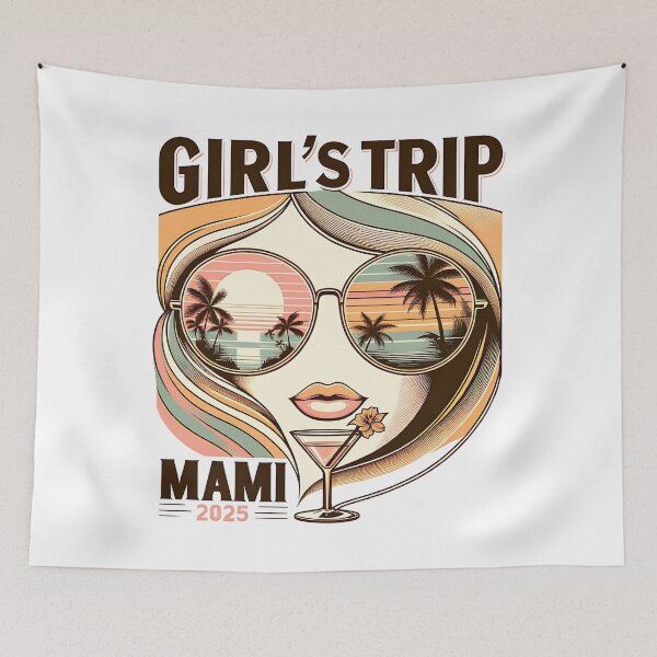 Item preview, Girl's Trip Miami 2025 – Retro Girl Sunset  designed and sold by Fragy72.