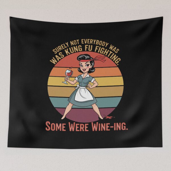 Item preview, Kung Fu Fighting Wine-ing Funny Retro Pin Up Design designed and sold by Giggle Gear.