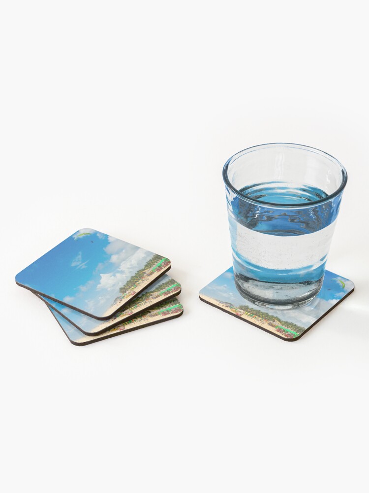 Thumbnail 2 of 5, Coasters (Set of 4), Paraglider Above Praia do Futuro, Fortaleza designed and sold by expat-camera.