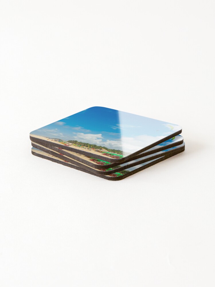 Thumbnail 4 of 5, Coasters (Set of 4), Paraglider Above Praia do Futuro, Fortaleza designed and sold by expat-camera.