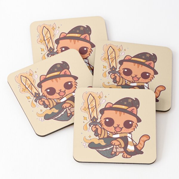 Item preview, Magic Wizard Cat with Sword - Cute Chibi Fantasy Art, Kind House designed and sold by BGMeYou.