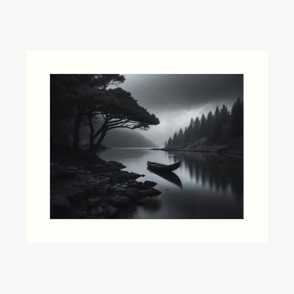 Item preview, Lone Canoe Drifting Through Forest River designed and sold by ShadeScapeArt.