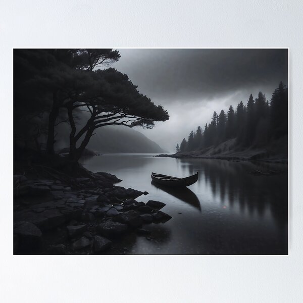 Item preview, Lone Canoe Drifting Through Forest River designed and sold by ShadeScapeArt.
