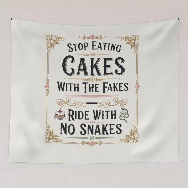 Item preview, Stop Eating Cakes With The Fakes — Ride With No Snakes | Bold Retro-Victorian Typographic Shirt designed and sold by MAGICKEY2024.