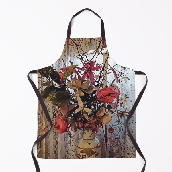 Item preview, Bouquet With Roses In Front of Lace Curtain designed and sold by Susan Savad.