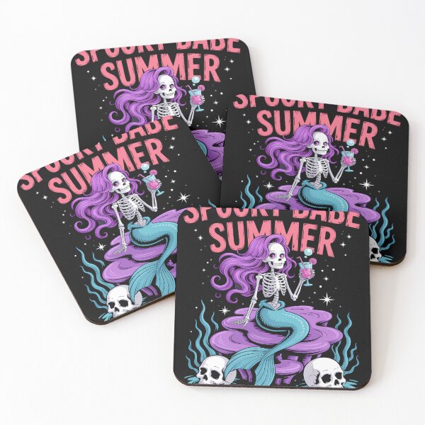 Item preview, Spooky Babe Summer Gothic Mermaid Skeleton Crystal Ocean designed and sold by Sea4Adventures.