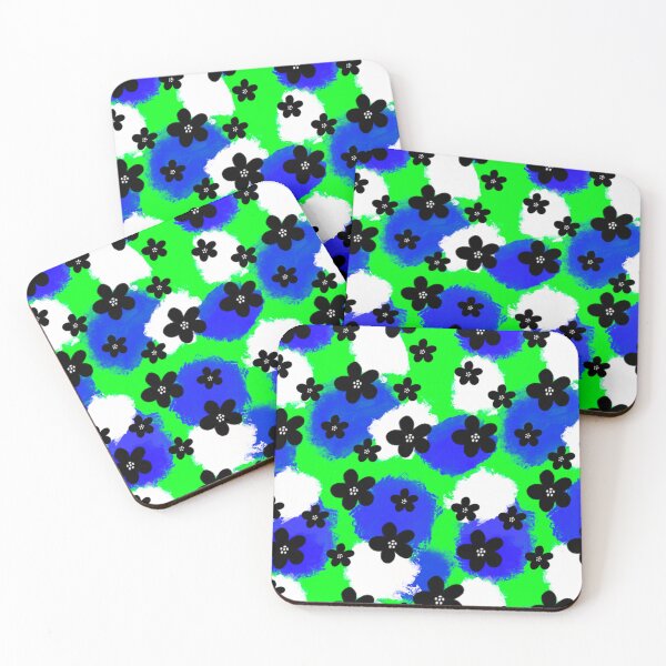 Item preview, Neon abstract with black flowers designed and sold by jibberyjaycreations.