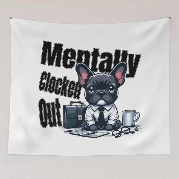 Item preview, French bulldog in shirt and tie staring blankly   designed and sold by Tong4130.