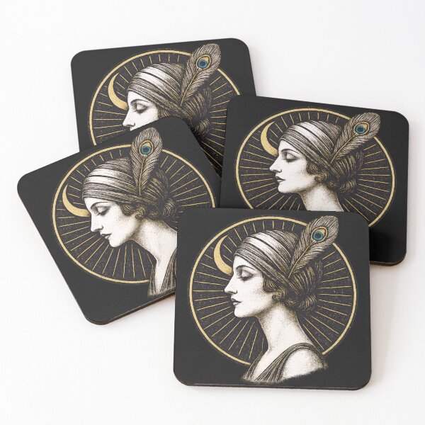 Item preview, Elegant Art Deco Moon Goddess Profile designed and sold by Shoot-The-Moon.