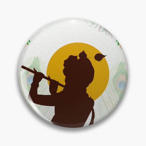 Item preview, Hare Krishna Art | Lord Krishna Silhouette with Flute & Peacock Feather designed and sold by Quoteables04.