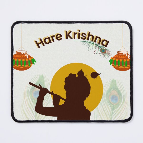 Item preview, Hare Krishna Art | Lord Krishna Silhouette with Flute & Peacock Feather designed and sold by Quoteables04.