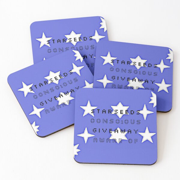Item preview, Different star shapes in white on blue background ,starseeds, conscious  ,giveaway and aware of words designed and sold by wallartofmio.