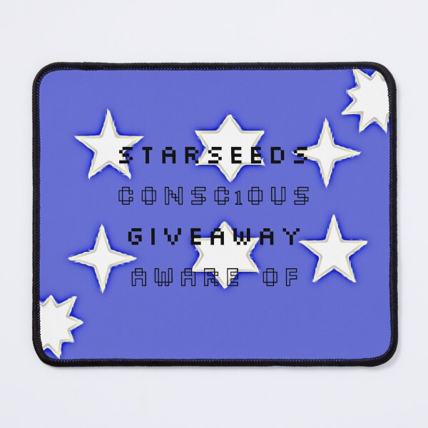 Item preview, Different star shapes in white on blue background ,starseeds, conscious ,giveaway and aware of words designed and sold by wallartofmio.