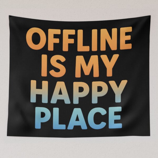 Item preview, Offline Happy Place Sticker Gradient Retro Typography designed and sold by MysticArtisan.