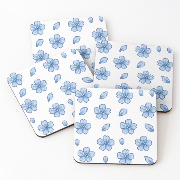 Item preview, Pixel Sakura Blossoms - Light Blue designed and sold by retro_pixel.