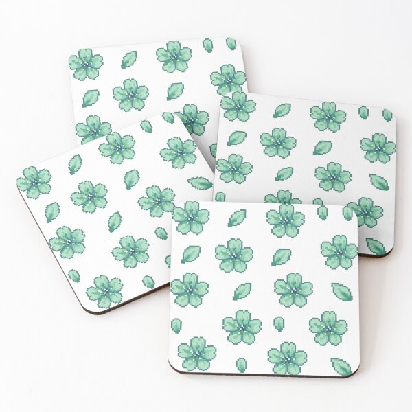 Item preview, Pixel Sakura Blossoms - Mint designed and sold by retro_pixel.