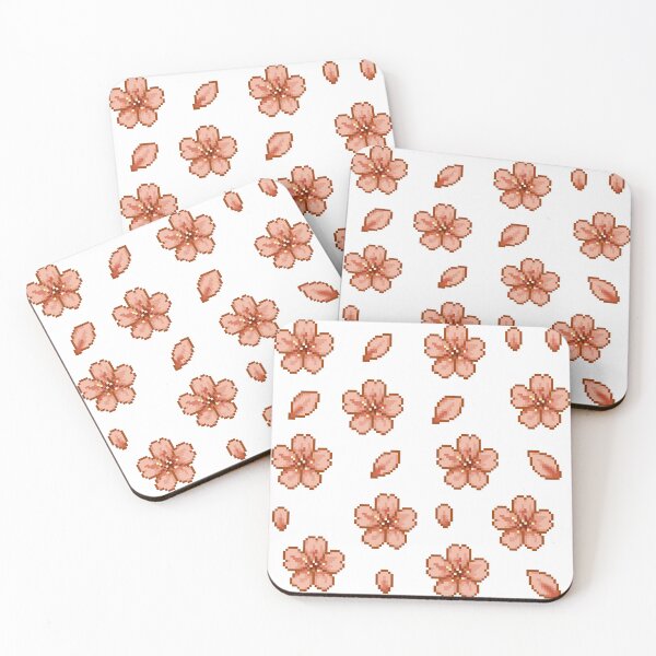 Item preview, Pixel Sakura Blossoms - Coral designed and sold by retro_pixel.