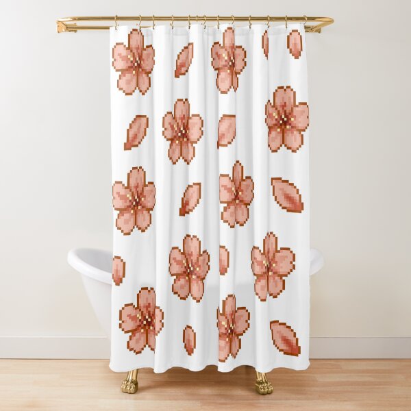 Item preview, Pixel Sakura Blossoms - Coral designed and sold by retro_pixel.