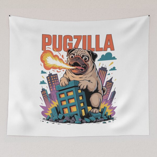 Item preview, Pugzilla T-Shirt – Hilarious Fire-Breathing Pug Design for Dog Lovers designed and sold by Pug Life Prints.