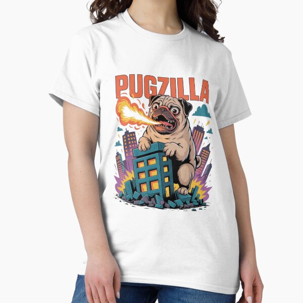 Item preview, Pugzilla T-Shirt – Hilarious Fire-Breathing Pug Design for Dog Lovers designed and sold by Pug Life Prints.