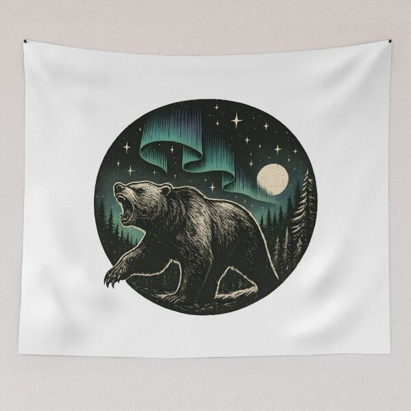 Item preview, Roaring Bear Under Northern Lights designed and sold by Shoot-The-Moon.