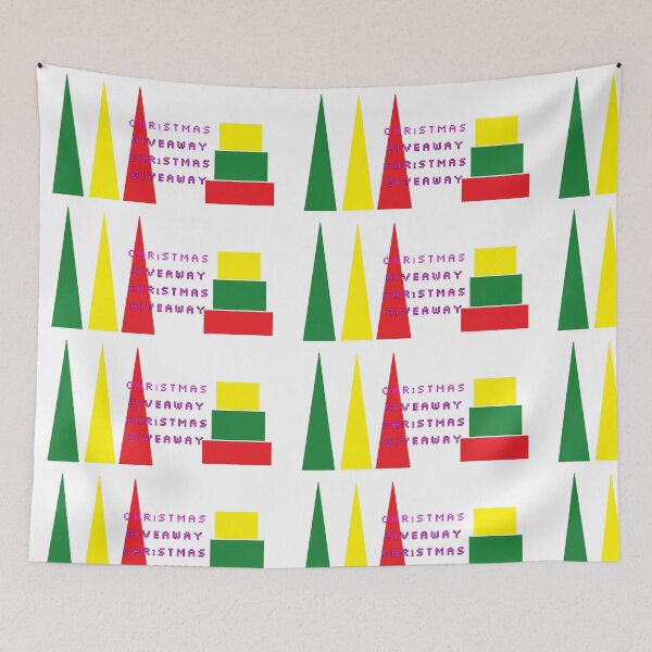 Item preview, Abstract christmas giveaway gift boxes and trees in red,yellow and green colours in geometric style  designed and sold by wallartofmio.