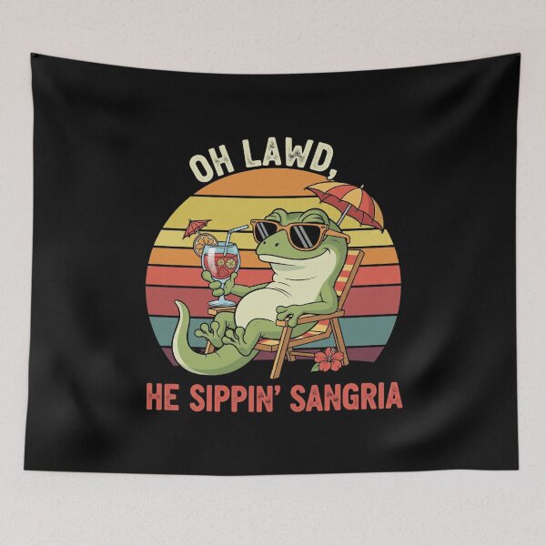 Item preview, Oh Lawd He Sippin' Sangria Funny Lizard Summer Design designed and sold by Giggle Gear.