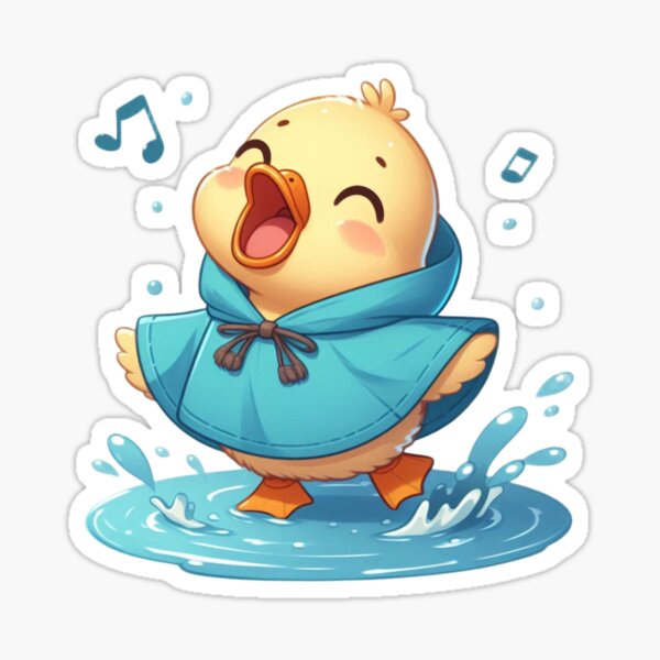 Item preview, Singing Duckling in Rain - Cute Splash Art designed and sold by Confuzz1ed.