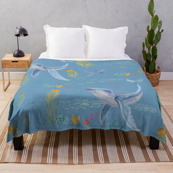 Item preview, Whale and Jellies - blue version designed and sold by Catherine Holcombe.