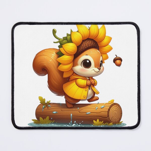 Item preview, Squirrel in Raincoat - Whimsical Woodland Rain Art designed and sold by Confuzz1ed.