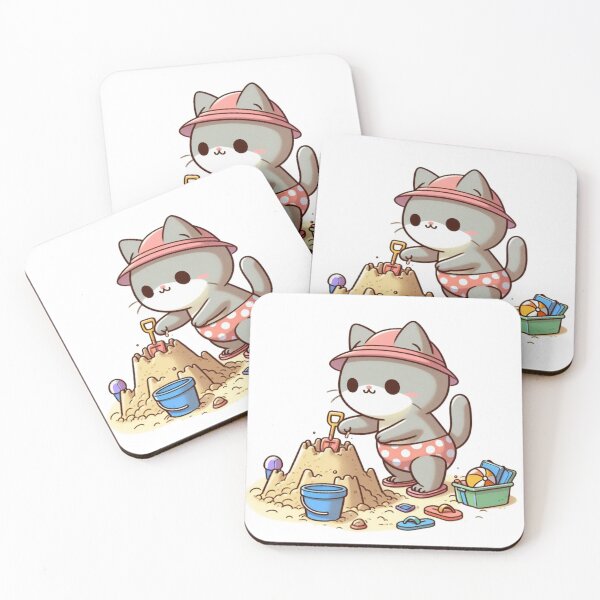 Item preview, Cat Building Sandcastle - Fun Beach Day Cartoon designed and sold by Confuzz1ed.