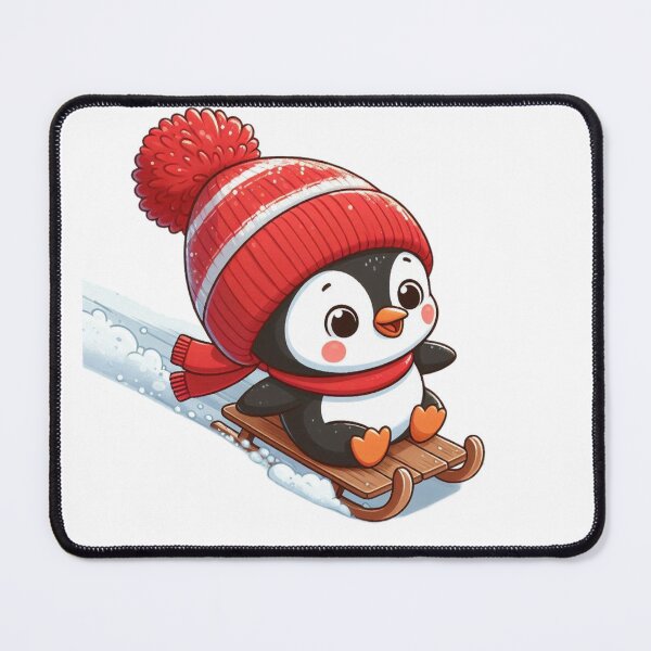 Item preview, Penguin on Sled - Playful Snowy Day Cartoon designed and sold by Confuzz1ed.