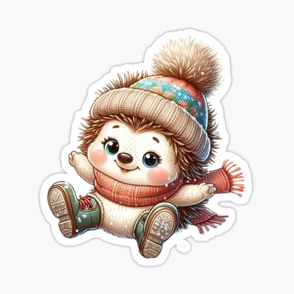 Item preview, Hedgehog Making Snow Angel - Adorable Winter Animal designed and sold by Confuzz1ed.