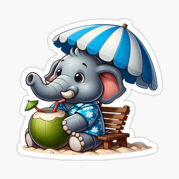 Item preview, Tropical Elephant Vacation - Cute Summer Cartoon Design designed and sold by Confuzz1ed.