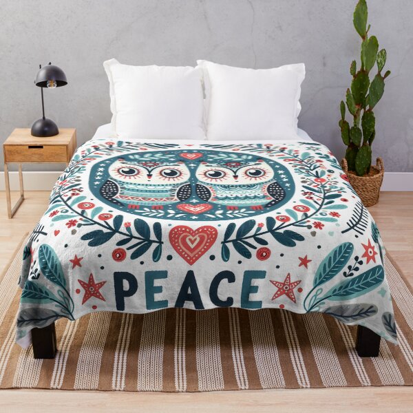 Item preview, Peace Owl Folk Art - Serene Scandinavian Folk Art by heidiannemorris © designed and sold by FOLK ART FUSION by heidiannemorris.