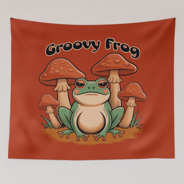 Item preview, Groovy Frog Attitude – Retro Mushroom Forest Art designed and sold by AldenTees.